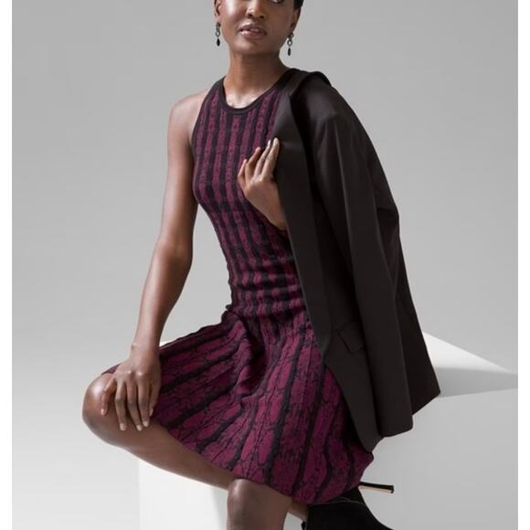White House Black Market Womens Dress XS Python Scales Pinot Mini Knit Fall - Picture 2 of 9